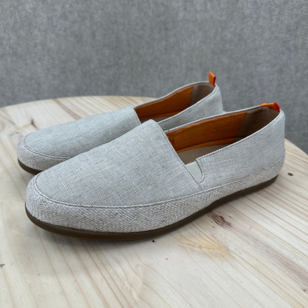 Mulo Espadrille Loafers Mens 9.5 Beige Linen Handmade Portugal Slip On Shoes